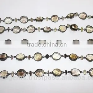 BEZEL CHAINS WITH GREEN AMETHYST AND BEADS thumbnail-3