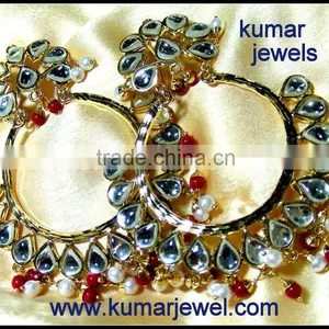 Gold Plated Traditional Jadau Earrings thumbnail-3