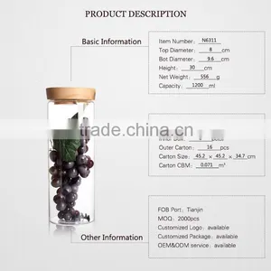 High Borosilicate Handmade Glass Storage Air Tight Food Container Jar for 1200ml thumbnail-2