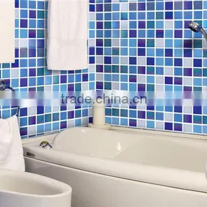 SMH20 Blue Mix Square Mosaic Pattern Glass Mosaic Swimming Pool Bottom Tiles thumbnail-1