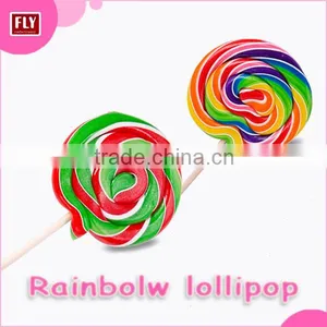 Halal Cheap Rainbow Fruit Flavour Swirl Round Flat Lollipop Candy thumbnail-2