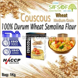 Couscous Medium Grain. 100% Durum Wheat Semolina Flour. High Quality Couscous. Bag 1Kg. Healthy Mediterranean Couscous thumbnail-2
