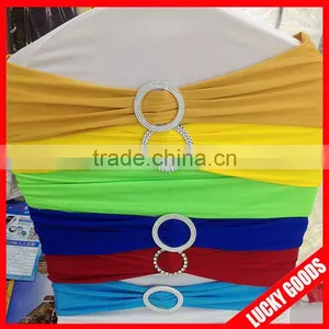 Colorful Spandex Wedding Chair Sashes With Rhinestone Buckle thumbnail-1