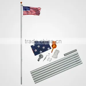 25Ft Aluminum Sectional Flagpole Kit Outdoor Halyard Pole + 2PC US American Flag thumbnail-5