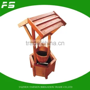 Fir Burnt Wood Flower Decoration Planter Wishing Well Planter Pot thumbnail-1