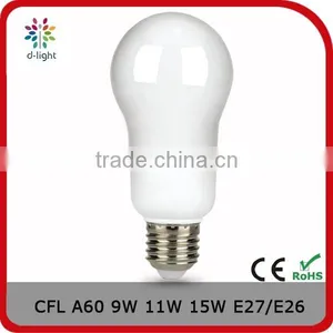 A60 450lm 9w E27 Pear Shaped Triphosphor Fluorescent Lighting Bulb thumbnail-1