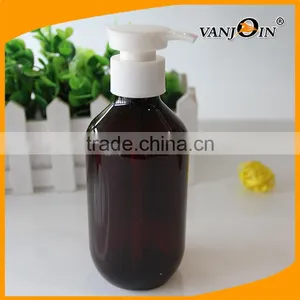 10 oz Cone Top Round Amber Lotion Bottle With White Pump Sprayer thumbnail-1