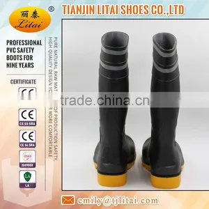 Black PVC Safety Boots Gumboots Wellington Boots With Relective Tape thumbnail-4