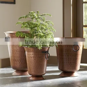 Copper Planters With Hammered Finish ,assorted Sizes and Shape Availabe Customised Feature thumbnail-5