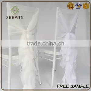Fashionable Fancy Chaivari Lycra Curly Ruffles Chiffon Chair Sash Chair Hood for Banquet thumbnail-1