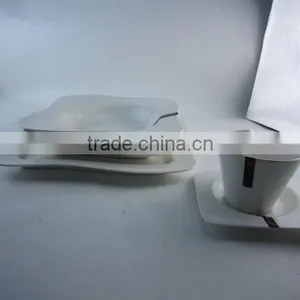 White Waved Porcelain Dinner Set With Tea Pot thumbnail-2