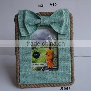 Jute Photo Frame in Blue Colour and With Knot Available in All Photo Sizes and Partterns thumbnail-1