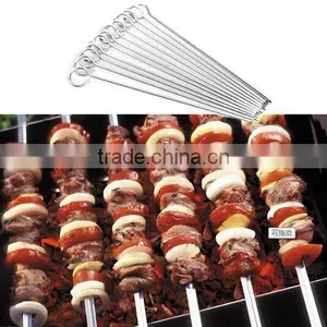 NBRSC 10pcs 13'' Stainless Steel BBQ Skewers Kabob Stick Grill Barbecue Needle thumbnail-2