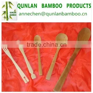 Eco-friendly Natural Mini Bamboo Scoop Meal Spoon Bamboo Fork thumbnail-1