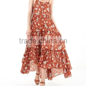 Gypsy Long Dress Chiffon New Style Women Maxi Dress With Full Tiered Skirt HSd5174 thumbnail-5