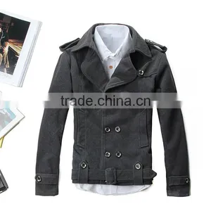 Man Slim Fit Long Style Wool Blend Jacket 2015 thumbnail-3