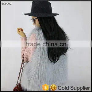 Fur Vest In Grey Long Haired Womens Faux Fur Vest For Fall Or Winter thumbnail-6