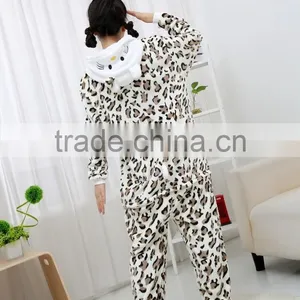 Flannel Cartoon Adult Animal Jumpsuit Animal Pajamas Jumpsuit Leopard Design thumbnail-2