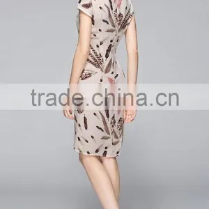 Classic Short Sleeve V Neck Slim Fit Ladies Dress thumbnail-4