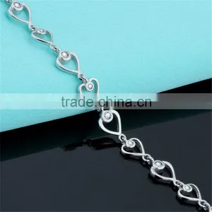 Fashion New Design 925 Sterling Silver Heart Shape Bracelet for Girls thumbnail-2