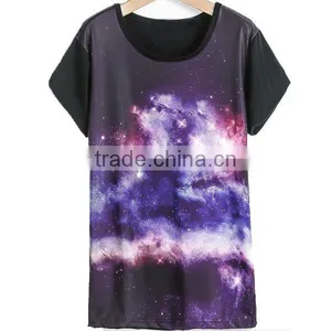 100% Polyester Galaxy Sublimation Printing Long t Shirt thumbnail-1