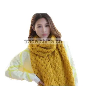 Autumn and Winter Wear Korean Style Mohair Warm Long Style Solid Fashion Knit Lovely Scarf Girl Hijab Scarf thumbnail-1