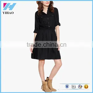Latest Korean Fashion Wholesale Ladies Clothing Long Sleeve Office Skater Dresses thumbnail-1