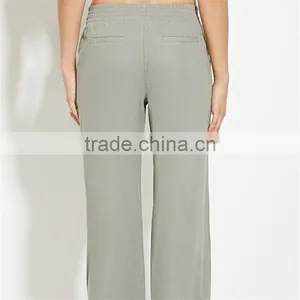 2017 OEM Soft Jogger Trousers Casual Olive Linen Women Pants thumbnail-3
