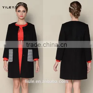 Latest 2015 Black and White Elegant Coat Model Women Winter Coat 1pieces thumbnail-1