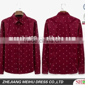 2016 Men Printed Slim Fit Casual Dress Shirt thumbnail-1