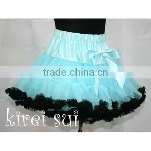 Teen Adult BLUE BLACK Ruffles Pettiskirt Party Tutu W83D thumbnail-1