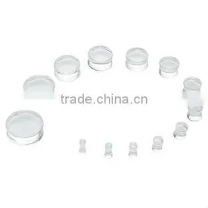 Double Flare White Glass(clear Crystal) Ear Plug Organic Body Jewelry, Stone Flesh Tunnel/(ear Expander) Body Piercing Jewelry thumbnail-1