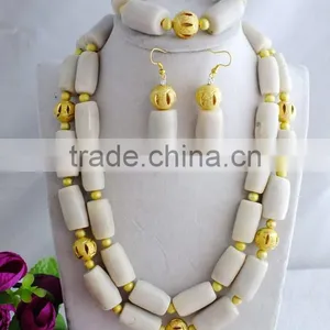 Unique Design !!! 2015 Natural White Coral and Yellow Shell Pearl Beads Jewelry Set thumbnail-1