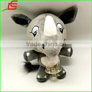 Custom Stuffing Plush Cute Rhinoceros Baby Pacifier Clip thumbnail-1