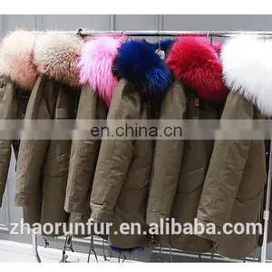 Classic Fashion Long Fur Lined Parka With Raccoon Fur Hood thumbnail-1