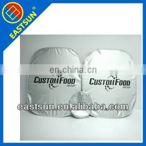 Logo Printing Foldable Silver Polyester Front Window Car Sunshade thumbnail-1