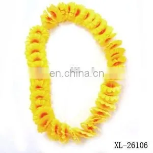 Carnival Party Yellow Hawaii Flower Necklace Lei HAI-0001 thumbnail-1