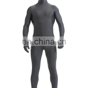 Fancy Dress Halloween Costume Grey Spandex Lycra Full Body Zentai Suit Unitard thumbnail-1