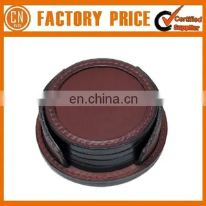 Cheap Logo Custom Embossed Leather Coaster thumbnail-1