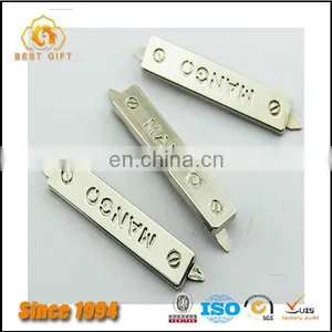 Wholesale Custom Cheap Hardware Handbag Accessories Decoration Embossed Metal Logo Plate thumbnail-2