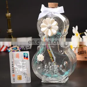 Glass Wishing Bottle Cork With Flower Bow Knot Creative Violin Shaped Wishing Bottle thumbnail-5