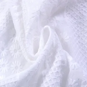 Voile 100% Cotton Fabric Lace Embroidered thumbnail-1