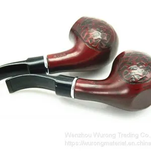 135mm Length Wooden Resin Short Tobacco Pipe With Small Black Line-dot Head for Smoking thumbnail-5
