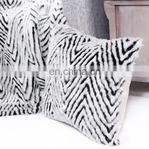 Home Decorative Cushion Faux Fur Micro Plush Throw Pillow Cutting Cover Geometric Figure thumbnail-1