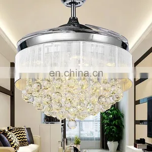 Becomes Invisible Light Led Crystal Ceiling Fan Light Minimalist Modern Living Room Chandelier Dining Bedroom Fan Fan Lights thumbnail-6