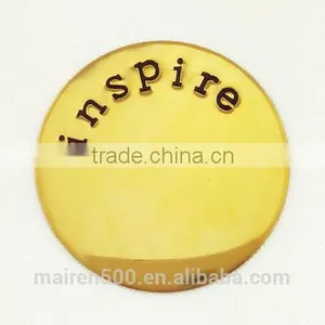 2015 Fashion Jewelry Wholesale Stainless Steel Gold Round Inspire Floating Locket Plate, Memory Locket Plate thumbnail-1
