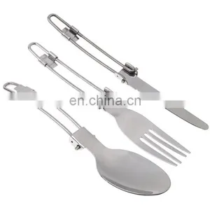 New Design Stainless Steel Folding Spoon Fork Knife Kitchen Cutlery Set thumbnail-2