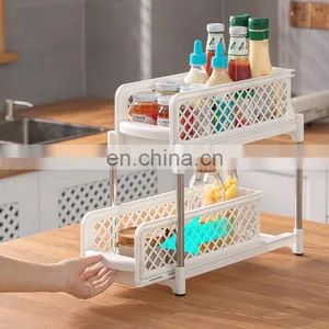 Wholesale Table Kitchen Accessories Pantry Home Storage Slide Drawer Spice Rack Holders Plastic Sink Other Storage Baskets thumbnail-1