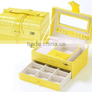 Faux Leather Large Lockable Jewelry Box Case Storage With Mirror,jewelry Showcase Display Case thumbnail-6