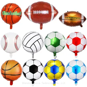 Wholesale 18-Inch Sports Foil Balloons - Football, Basketball & Rugby for Birthday & Sports Events thumbnail-1